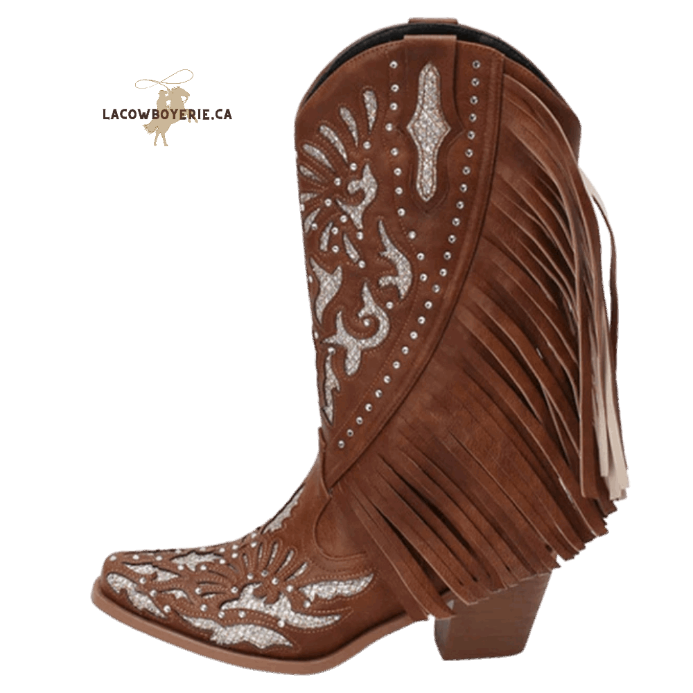 Botte Cowboy Héritage Frangée (Danse) Brun l LaCowboyerie.ca