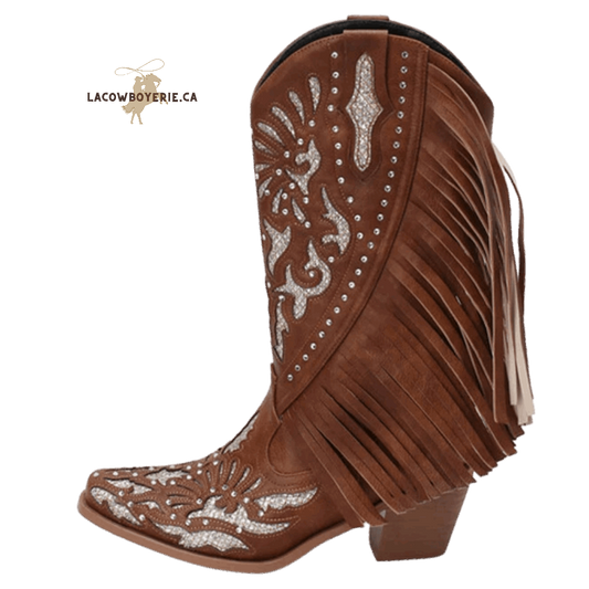 Botte Cowboy Héritage Frangée (Danse) Brun l LaCowboyerie.ca