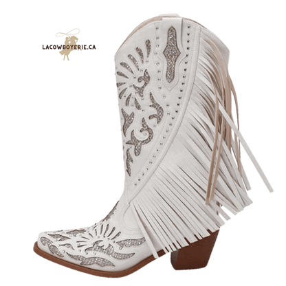 Botte Cowboy Héritage Frangée (Danse) Blanc l LaCowboyerie.ca